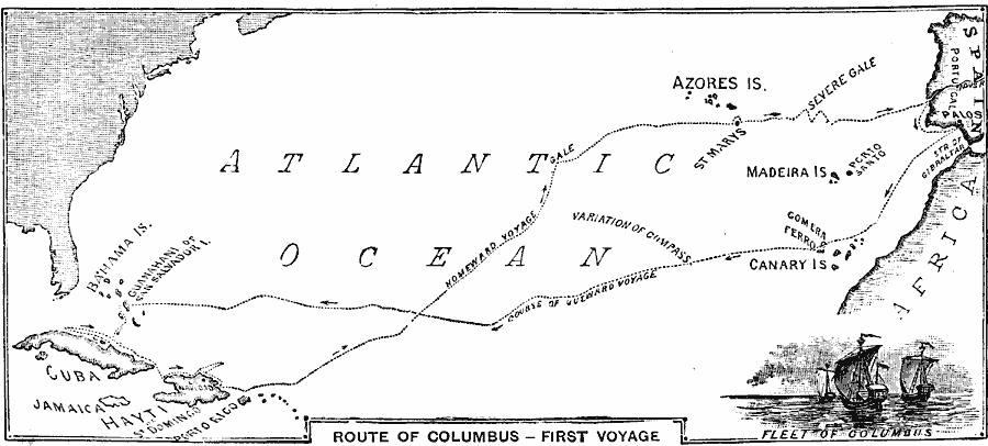 Route of the First Voyage of Columbus