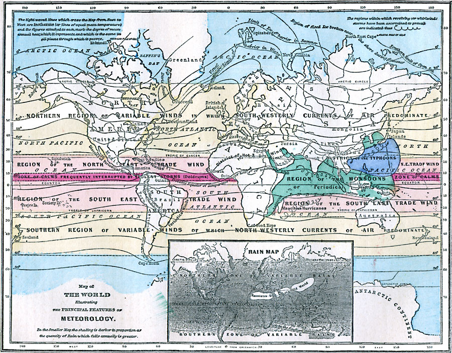 Map of the World illustrating the Principal Features of Meteorology
