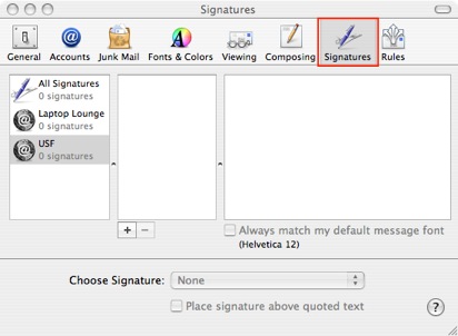 Mail, Preferences, Signatures