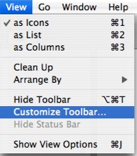 View, Customize Toolbar