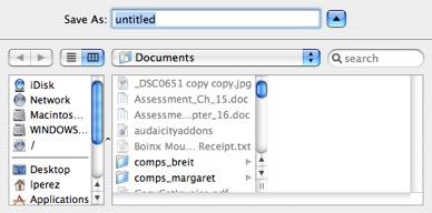 Finder display in Save As window