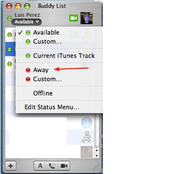 Status Menu, Away