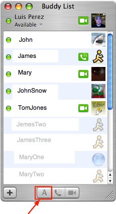 Buddy List, Text Chat button