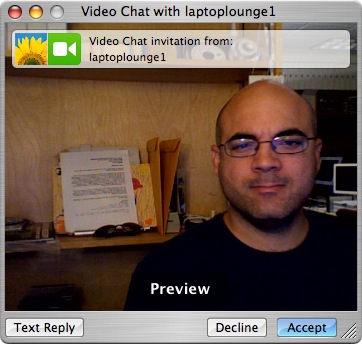 Video Chat window, Invitation Window, Accept button