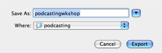 Export Location, Click on Export button