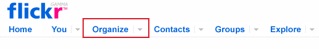 Flicrk navigation bar, Organize