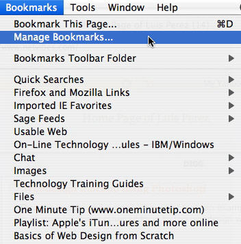 Bookmarks, Manage Bookmarks