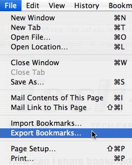 File, Export Bookmarks