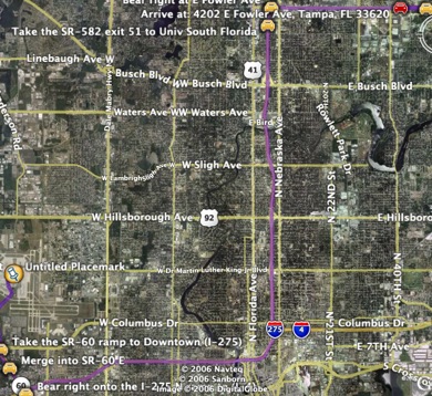 Google Earth route display