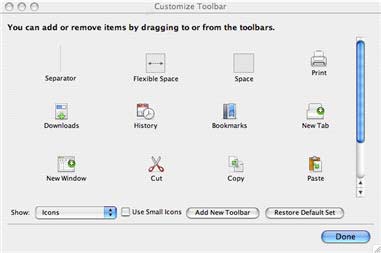 Customize Toolbar menu
