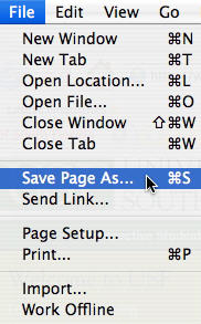 Firefox, File, Save Page As