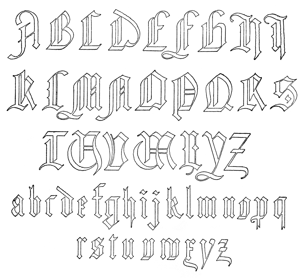 Old German Alphabet ClipArt ETC