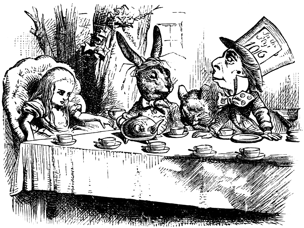 alice in wonderland black and white clipart - photo #26