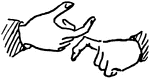 Sign language for the letter "K"