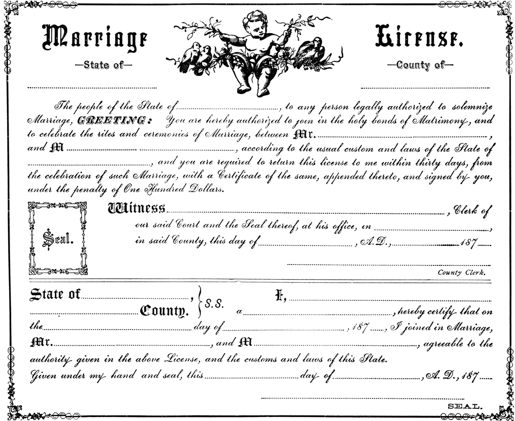 Traditional Marriage License