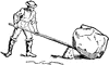 Man Using Lever and Fulcrum to Lift Rock