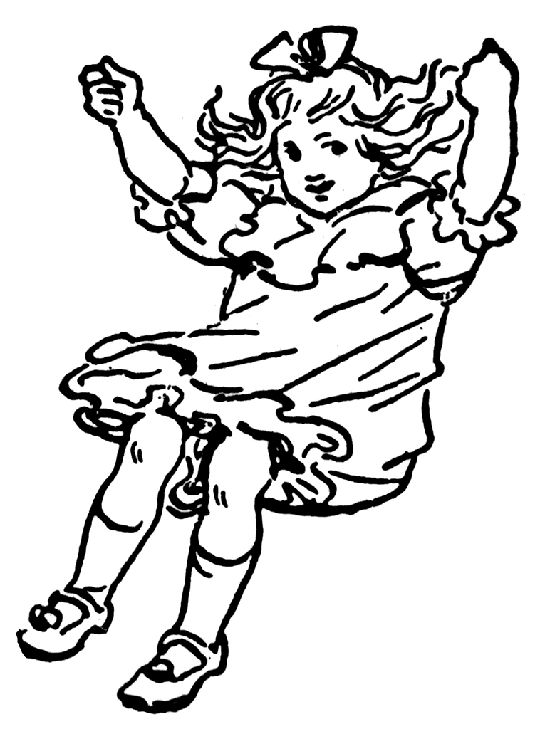 Girl Swinging Clipart