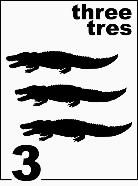 Bilingual Alligator Counting Card 3