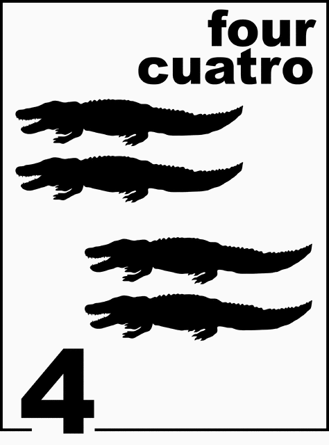 Bilingual Alligator Counting Card 4