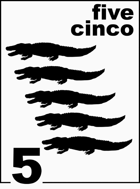 Bilingual Alligator Counting Card 5