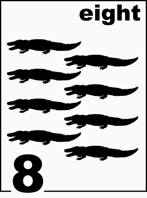 English Alligator Counting Card 8
