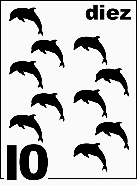 Spanish Dolphin Counting Card 10