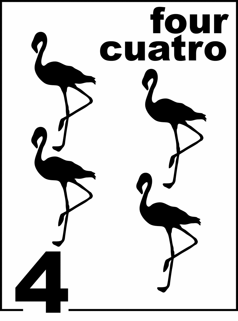 Bilingual Flamingo Counting Card 4