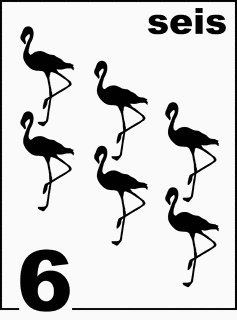 Spanish Flamingo Counting Card 6