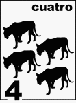 Spanish Counting Card featuring illustrations of four Florida Panthers.