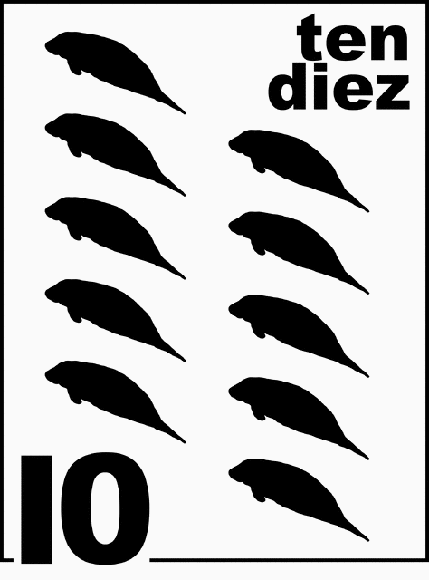 Bilingual Florida Manatee Counting Card 10