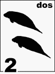 Spanish Counting Card featuring illustrations of two Florida Manatees.