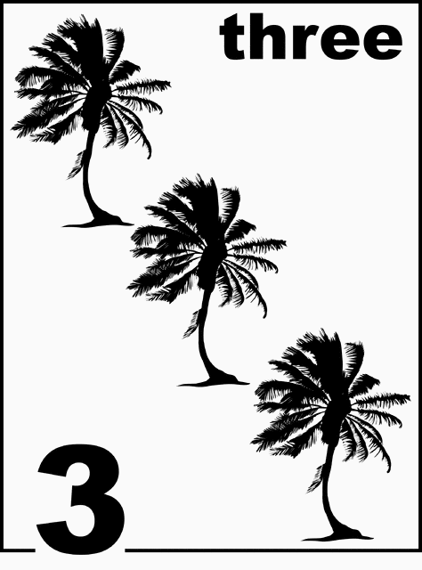 English Palm Tree Counting Card 3