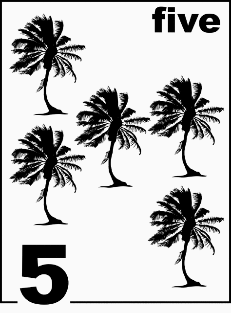 English Palm Tree Counting Card 5