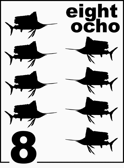 Bilingual Sailfish Counting Card 8