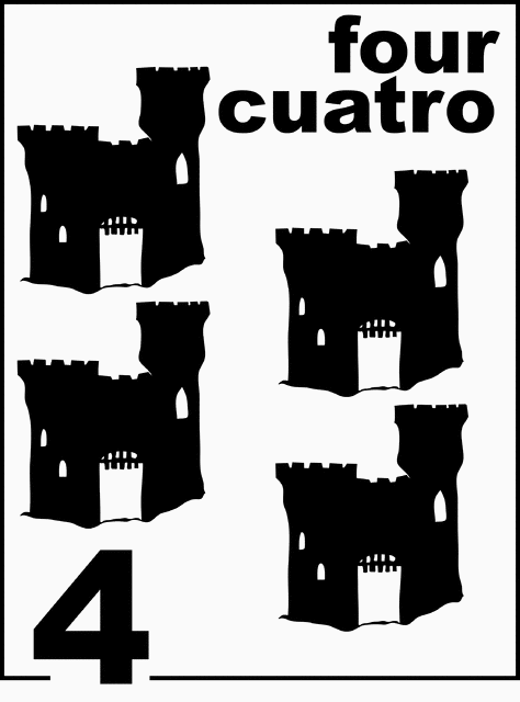 Bilingual Sandcastle Counting Card 4