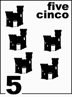 Bilingual Sandcastle Counting Card 5