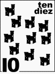 Bilingual Counting Card featuring illustrations of ten Sandcastles.