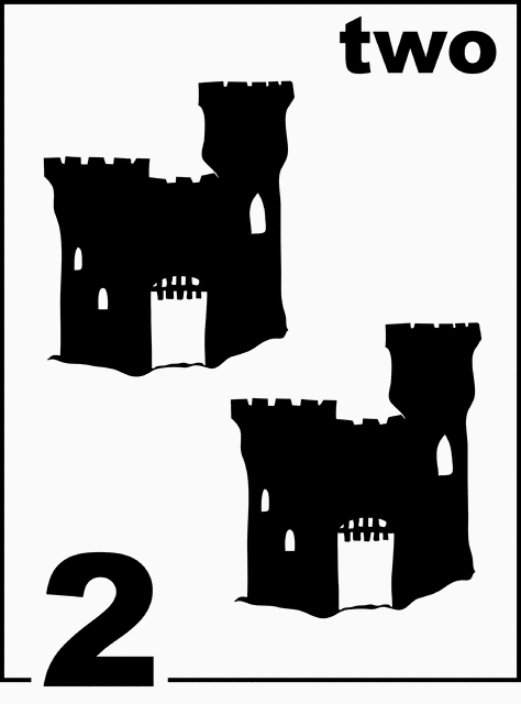 English Sandcastle Counting Card 2