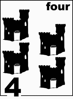 English Sandcastle Counting Card 4