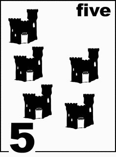 English Sandcastle Counting Card 5