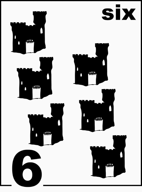 English Sandcastle Counting Card 6