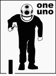 Bilingual Counting Card featuring an illustration of one Sponge Diver.
