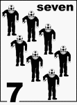 English Counting Card featuring illustrations of seven Sponge Divers.
