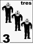 Spanish Counting Card featuring illustrations of three Sponge Divers.