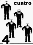 Spanish Counting Card featuring illustrations of four Sponge Divers.