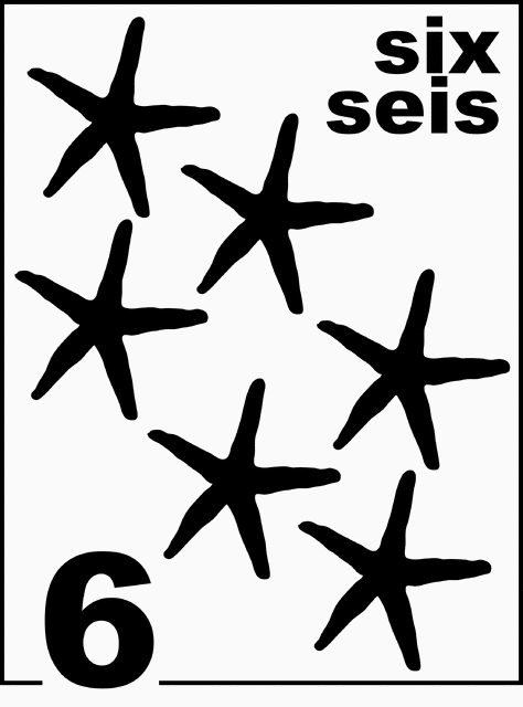 Bilingual Starfish Counting Card 6