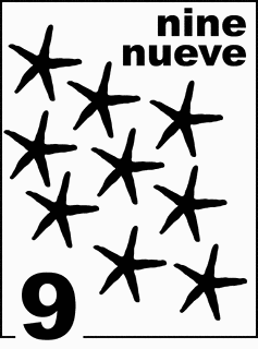 Bilingual Starfish Counting Card 9