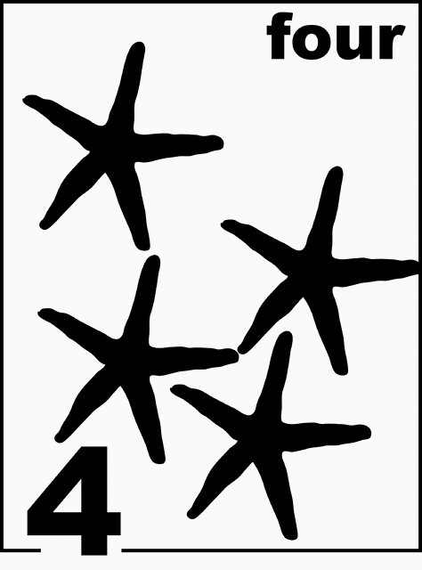 English Starfish Counting Card 4