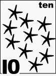 English Counting Card featuring illustrations of ten Starfishes.
