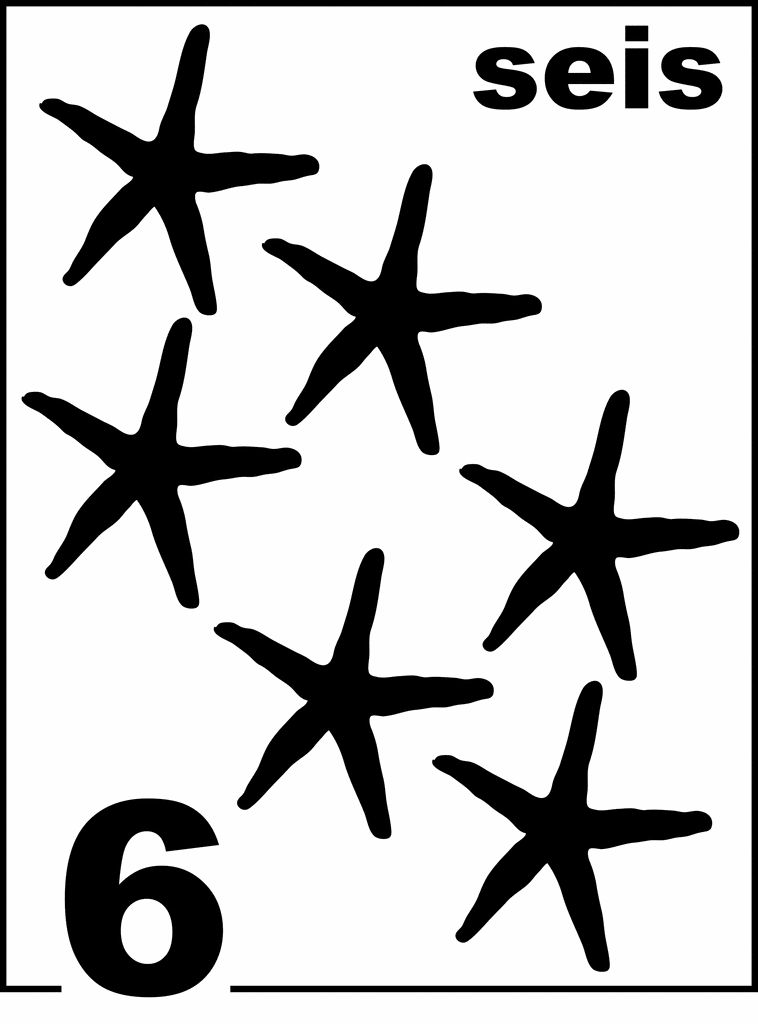 Spanish Starfish Counting Card 6